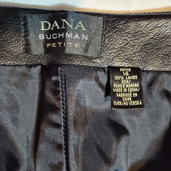 Dana Buchman 100% Lambskin Leather Pants - Black - Size 14 Petite - Picture 2 of 10
